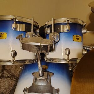 Apex Blue and White Accent Drum Kit